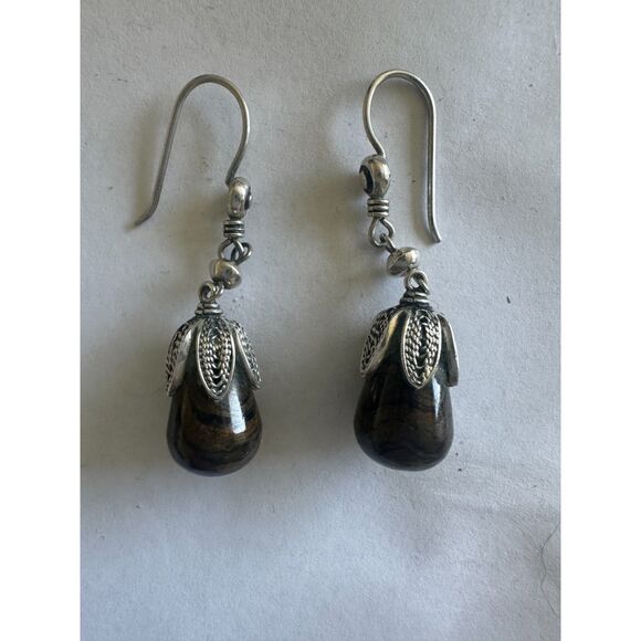 Earrings with tigers eye stone - Picture 3 of 4